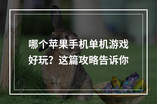 哪个苹果手机单机游戏好玩？这篇攻略告诉你