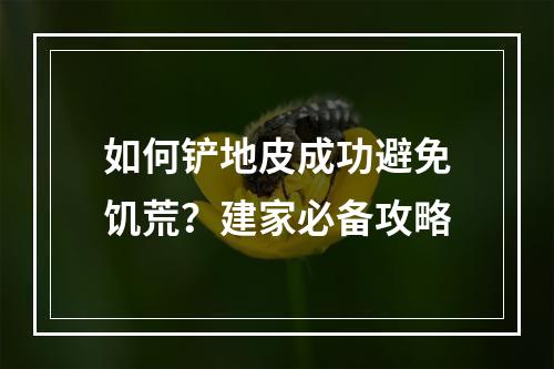 如何铲地皮成功避免饥荒？建家必备攻略