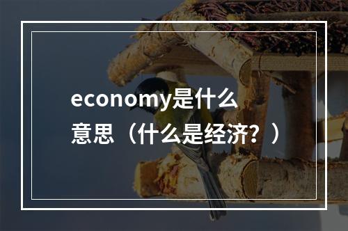 economy是什么意思（什么是经济？）