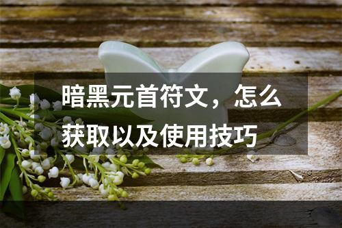 暗黑元首符文，怎么获取以及使用技巧