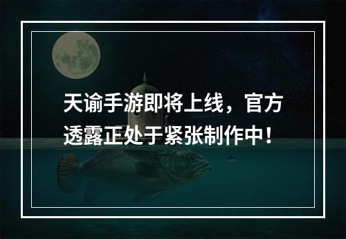 天谕手游即将上线，官方透露正处于紧张制作中！