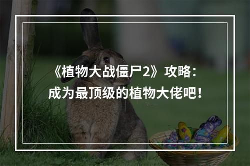 《植物大战僵尸2》攻略：成为最顶级的植物大佬吧！