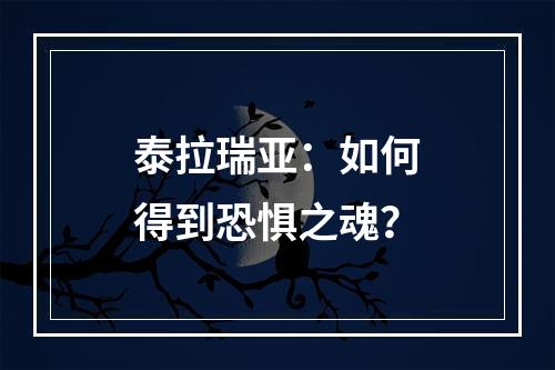 泰拉瑞亚：如何得到恐惧之魂？