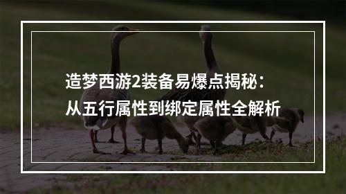 造梦西游2装备易爆点揭秘：从五行属性到绑定属性全解析