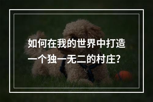 如何在我的世界中打造一个独一无二的村庄？