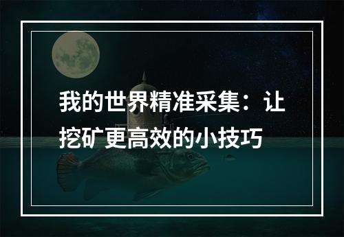 我的世界精准采集：让挖矿更高效的小技巧