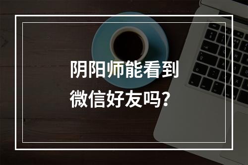 阴阳师能看到微信好友吗？