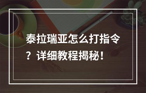 泰拉瑞亚怎么打指令？详细教程揭秘！