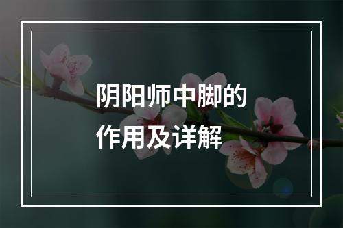 阴阳师中脚的作用及详解