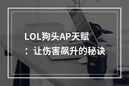 LOL狗头AP天赋：让伤害飙升的秘诀