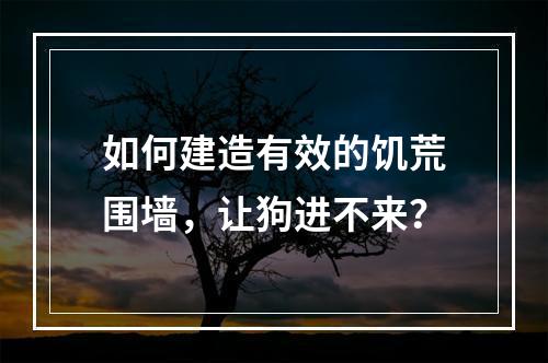 如何建造有效的饥荒围墙，让狗进不来？