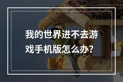 我的世界进不去游戏手机版怎么办？