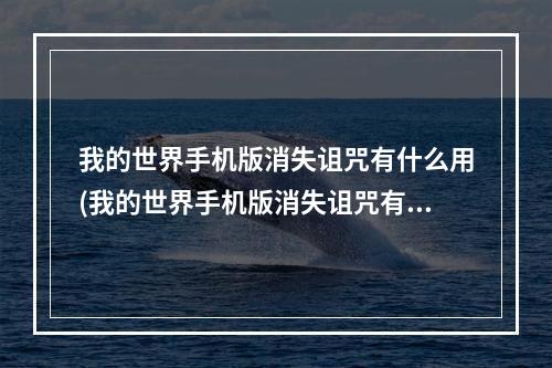 我的世界手机版消失诅咒有什么用(我的世界手机版消失诅咒有什么用处)