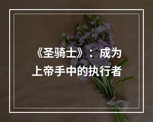 《圣骑士》：成为上帝手中的执行者