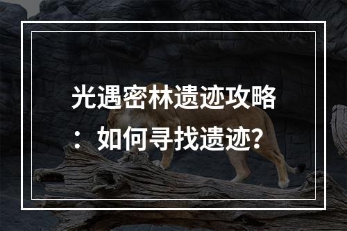 光遇密林遗迹攻略：如何寻找遗迹？