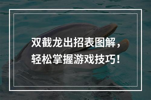 双截龙出招表图解，轻松掌握游戏技巧！