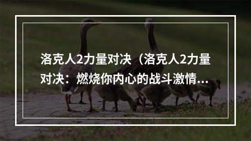 洛克人2力量对决（洛克人2力量对决：燃烧你内心的战斗激情！）