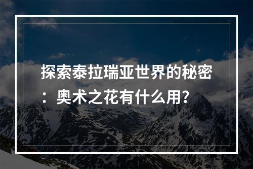 探索泰拉瑞亚世界的秘密：奥术之花有什么用？