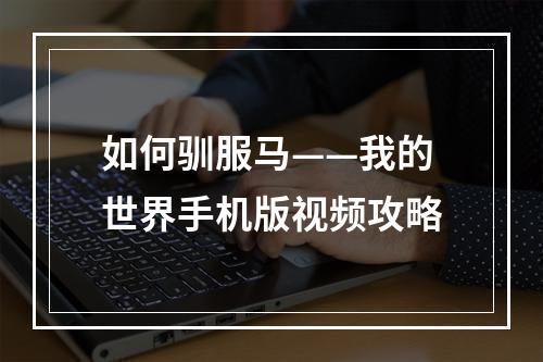 如何驯服马——我的世界手机版视频攻略