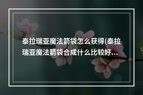 泰拉瑞亚魔法箭袋怎么获得(泰拉瑞亚魔法箭袋合成什么比较好)