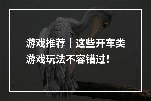 游戏推荐丨这些开车类游戏玩法不容错过！