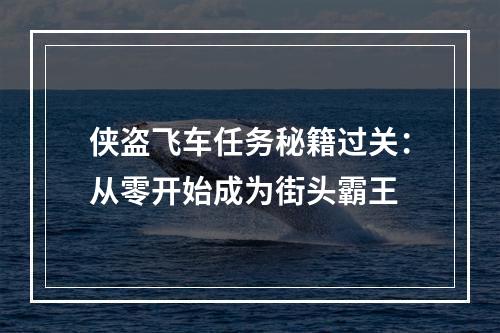 侠盗飞车任务秘籍过关：从零开始成为街头霸王