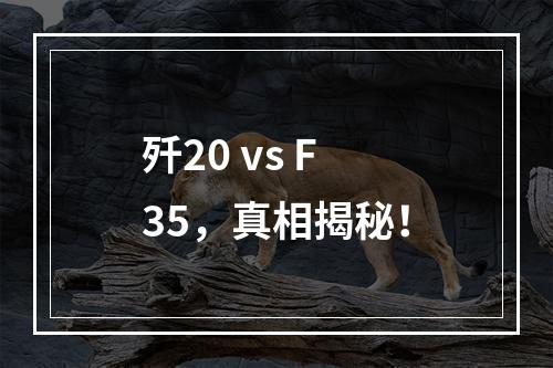 歼20 vs F35，真相揭秘！