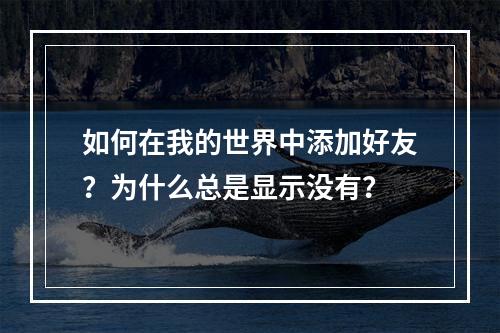 如何在我的世界中添加好友？为什么总是显示没有？