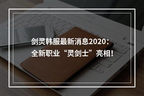 剑灵韩服最新消息2020：全新职业“灵剑士”亮相！