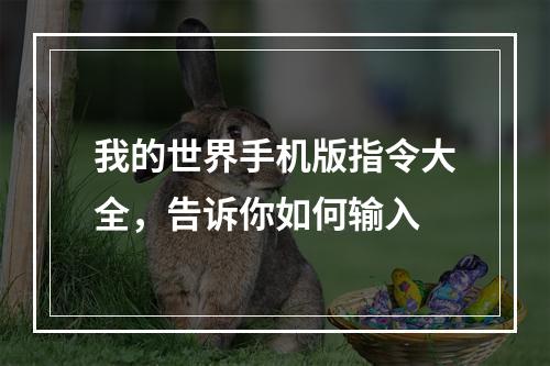 我的世界手机版指令大全，告诉你如何输入