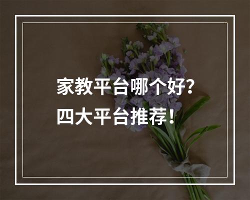 家教平台哪个好？四大平台推荐！