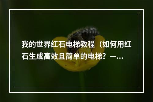 我的世界红石电梯教程（如何用红石生成高效且简单的电梯？——我的世界红石电梯教程）