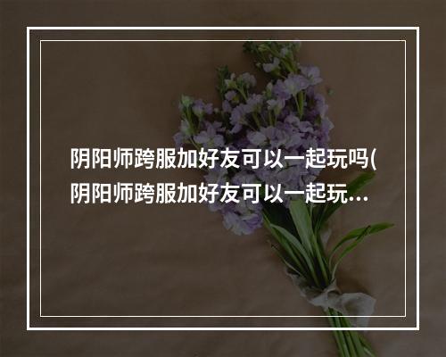 阴阳师跨服加好友可以一起玩吗(阴阳师跨服加好友可以一起玩吗知乎)