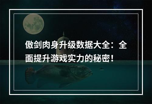 傲剑肉身升级数据大全：全面提升游戏实力的秘密！