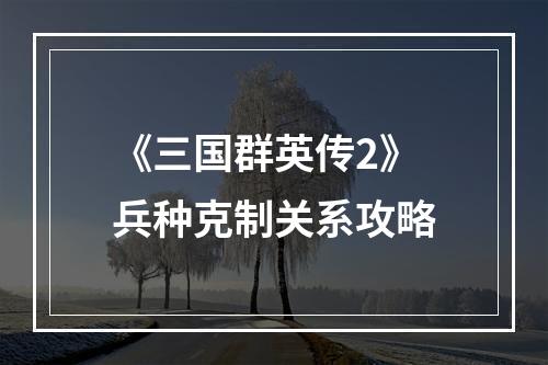 《三国群英传2》兵种克制关系攻略