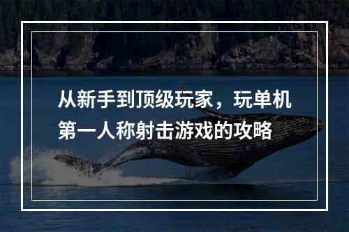 从新手到顶级玩家，玩单机第一人称射击游戏的攻略