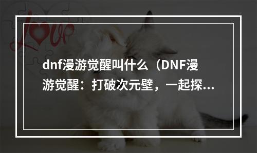 dnf漫游觉醒叫什么（DNF漫游觉醒：打破次元壁，一起探寻新世界！）