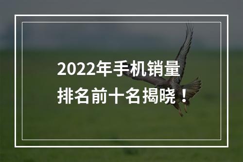 2022年手机销量排名前十名揭晓 ！