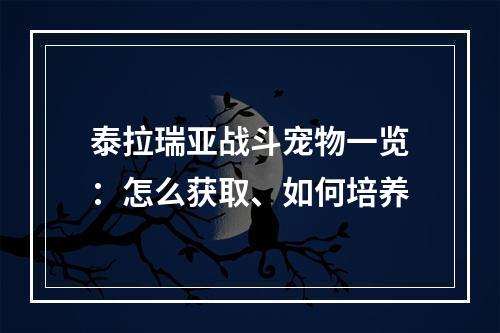 泰拉瑞亚战斗宠物一览：怎么获取、如何培养