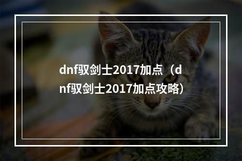 dnf驭剑士2017加点（dnf驭剑士2017加点攻略）