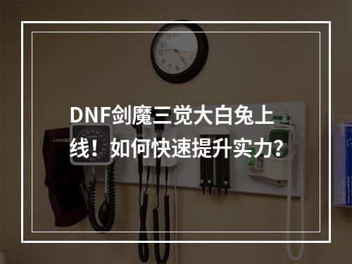 DNF剑魔三觉大白兔上线！如何快速提升实力？