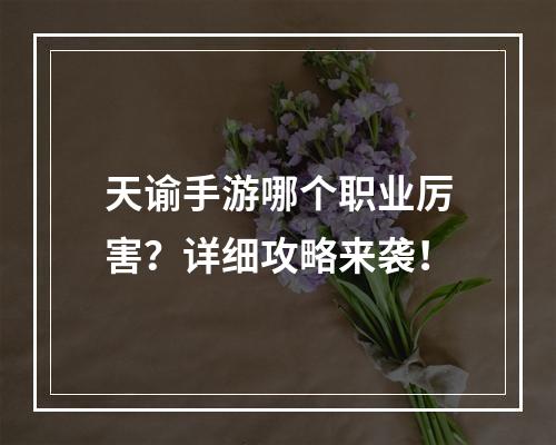 天谕手游哪个职业厉害？详细攻略来袭！