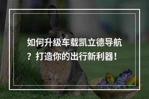 如何升级车载凯立德导航？打造你的出行新利器！