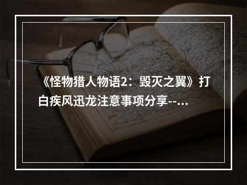 《怪物猎人物语2：毁灭之翼》打白疾风迅龙注意事项分享--安卓攻略网