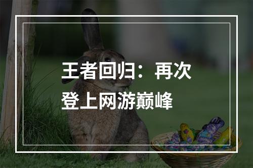 王者回归：再次登上网游巅峰