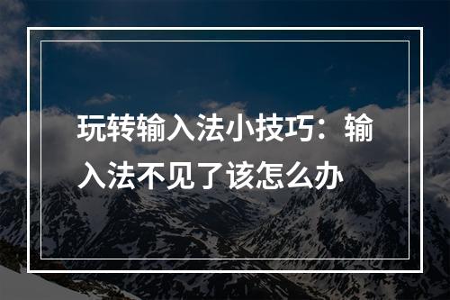 玩转输入法小技巧：输入法不见了该怎么办