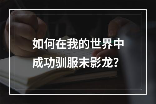 如何在我的世界中成功驯服末影龙？