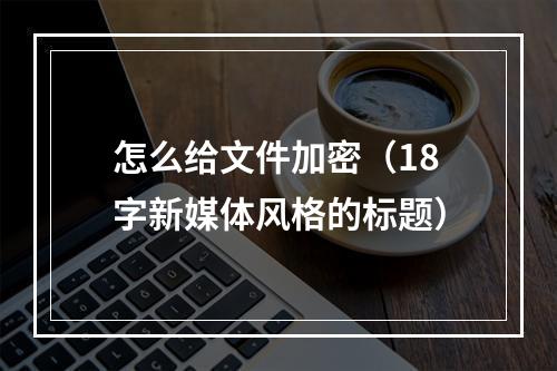 怎么给文件加密（18字新媒体风格的标题）