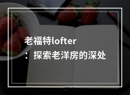 老福特lofter：探索老洋房的深处