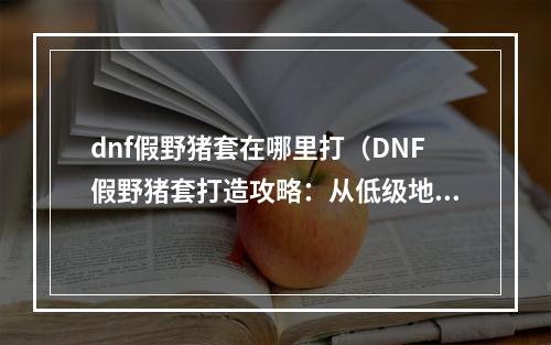 dnf假野猪套在哪里打（DNF假野猪套打造攻略：从低级地图到高级BOSS，板甲玩家必看！）